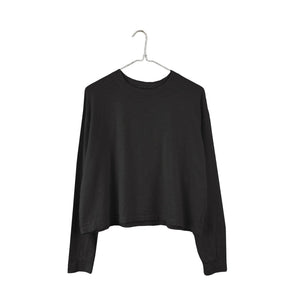 Organic Long Sleeve Boxy Tee in Black