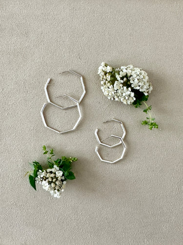 Sterling Silver Geo Hoops - PARK STORY