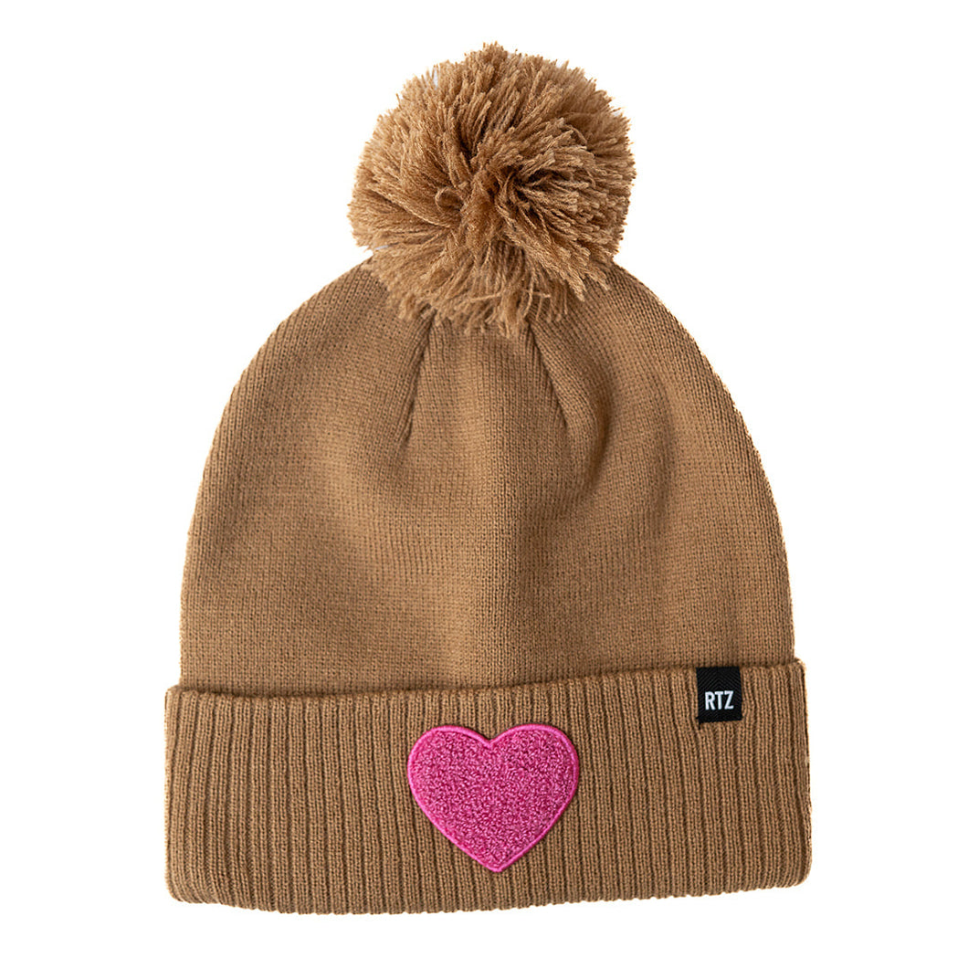 Heart Patch Pom Pom Hat - PARK STORY
