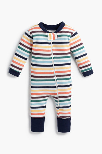 Monica + Andy One Piece Baby Pajamas- Fall Stripes - PARK STORY