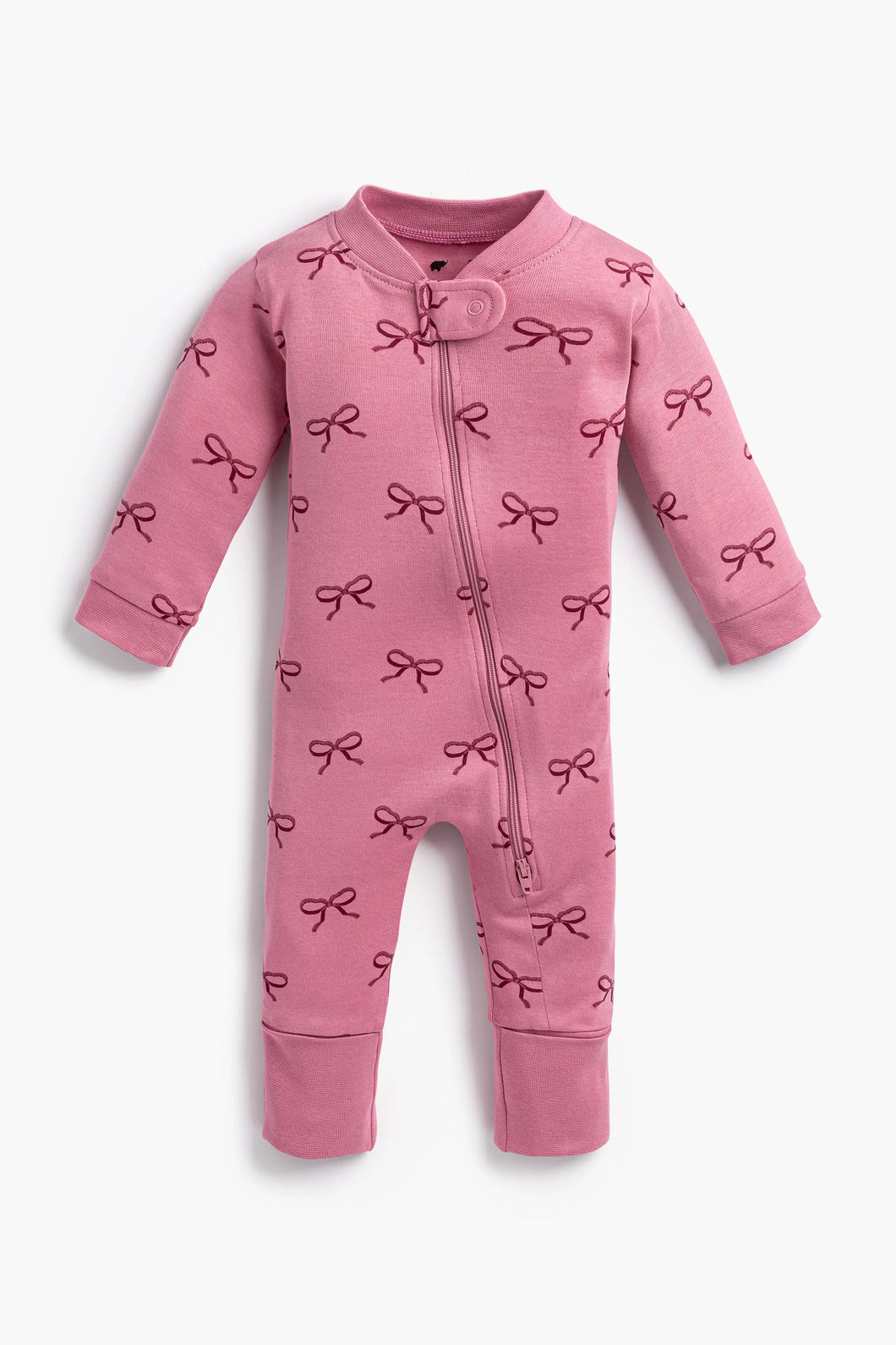 Monica + Andy One Piece Baby Pajamas- Pink Ribbons - PARK STORY