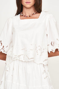 Provence Cutwork Top in White - PARK STORY