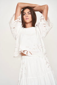 Provence Cutwork Top in White - PARK STORY
