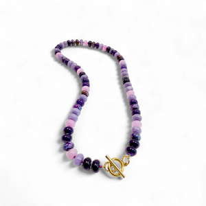 Bold Gemstone Beaded Necklace Lavender Haze - PARK STORY