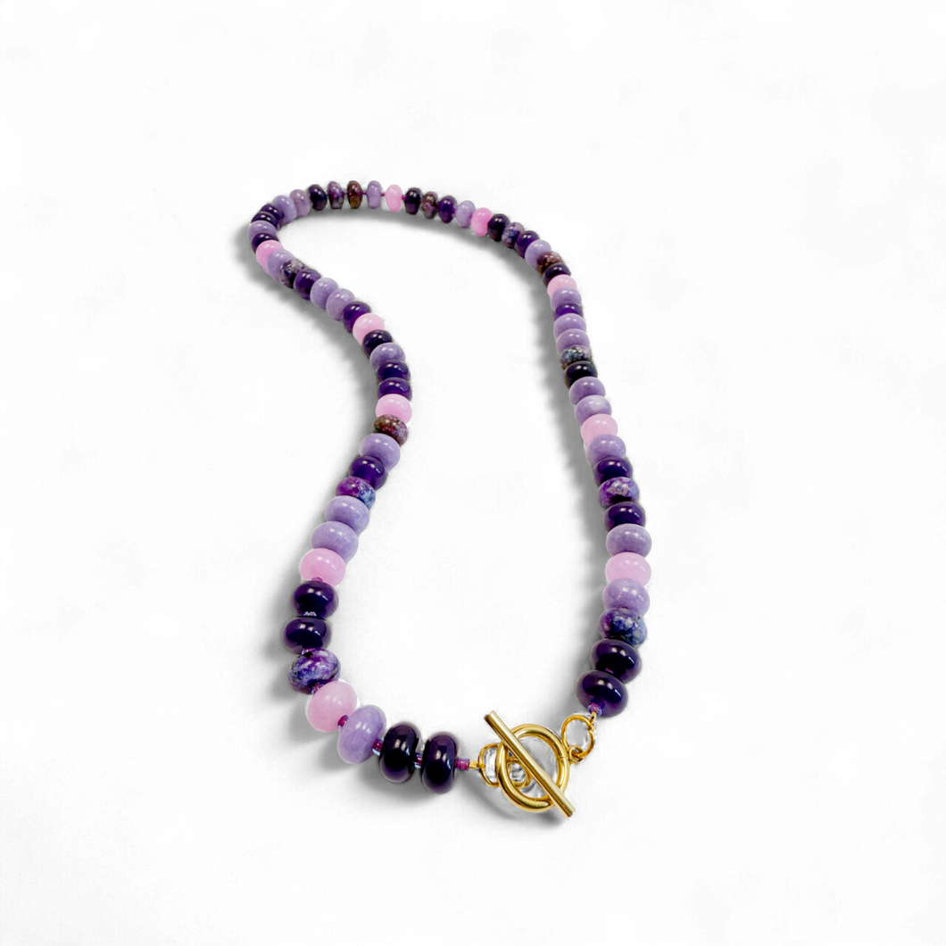 Bold Gemstone Beaded Necklace Lavender Haze - PARK STORY