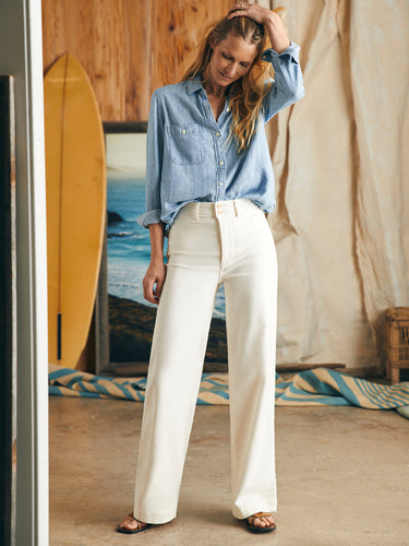 Stretch Terry Harbor Pant in Egret - PARK STORY