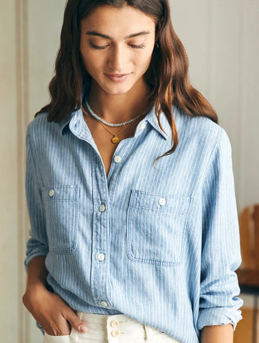The Tried and True Chambray Shirt in Stripe - PARK STORY