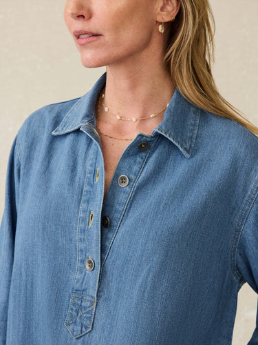 Linen Denim Oceanview Top - PARK STORY