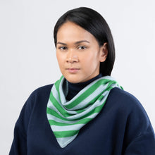 Load image into Gallery viewer, Simple Stripe Triangle Scarf - Kelly / Stone Blue
