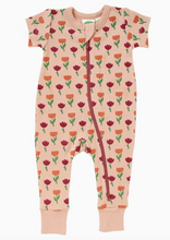 Load image into Gallery viewer, Short Sleeve Zip Romper - Tulips - PARK STORY
