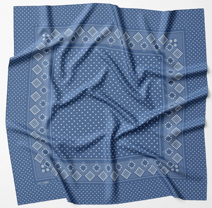 Silk Twill Scarf - Daisy in Denim Blue - PARK STORY