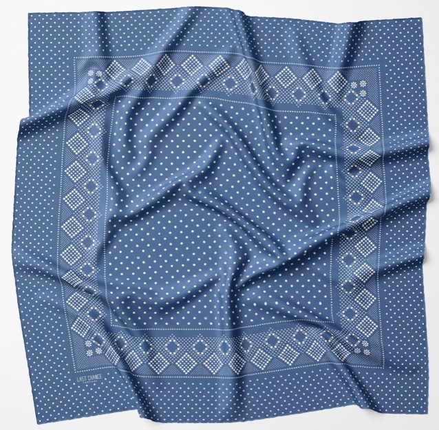 Silk Twill Scarf - Daisy in Denim Blue - PARK STORY