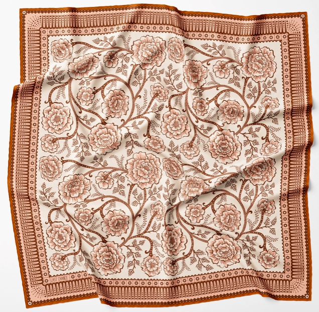 Silk Twill Scarf - Ramble in Sandstone - PARK STORY