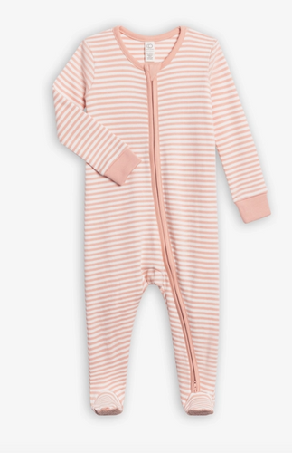 Peyton Footed Sleeper - Blush Stripe - PARK STORY