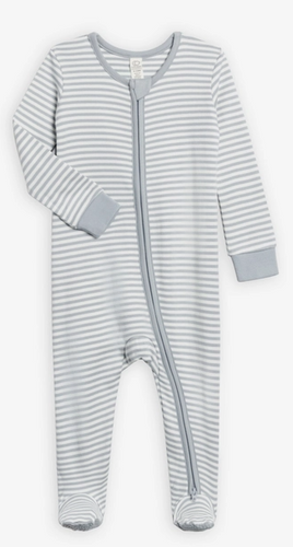 Peyton Footed Sleeper - Mist Stripe - PARK STORY