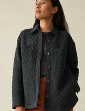 Load image into Gallery viewer, Epic Quilted Fleece Shirt Jacket in Black Heather - PARK STORY
