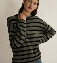 Load image into Gallery viewer, Lamis Stripe Sweater Grey/Black - PARK STORY
