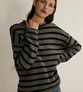 Lamis Stripe Sweater Grey/Black - PARK STORY