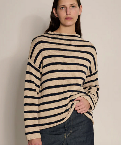 Lamis Stripe Sweater Natural/Navy - PARK STORY