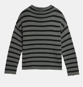 Lamis Stripe Sweater Grey/Black - PARK STORY