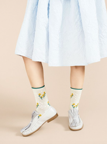 Bountiful Bouquet Crew Socks in Pale Blue - PARK STORY