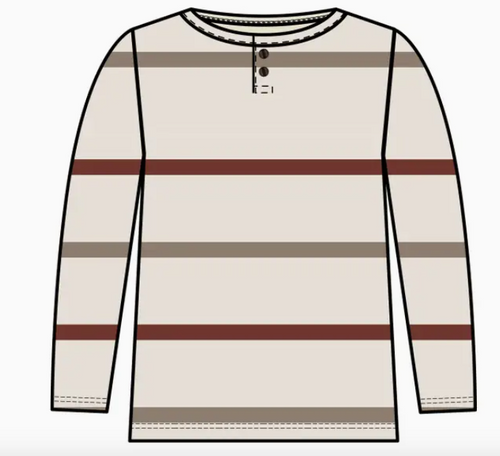 Reef Henley Crew Neck Tee - Max Stripe / Garnet + Sepia - PARK STORY