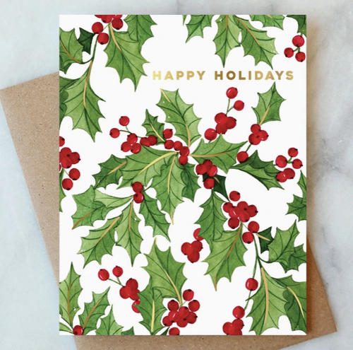 Vines of Holly Happy Holidays Greeting Card - PARK STORY