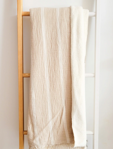 Stripe Fleece Lined Throw Blanket - PARK STORY