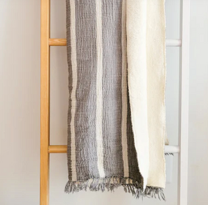 Stripe Fleece Lined Throw Blanket - PARK STORY