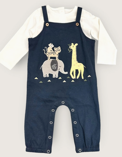 Safari Jacquard Knit Baby Overall & Bodysuit Set (Organic) - PARK STORY