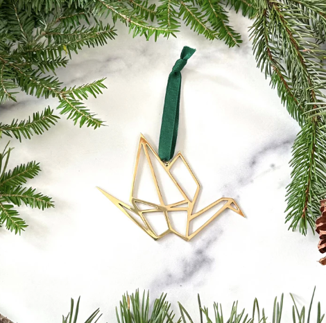 Brass Origami Crane Ornament - PARK STORY