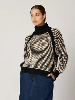 Madison Sweater in Black/Ivory - PARK STORY