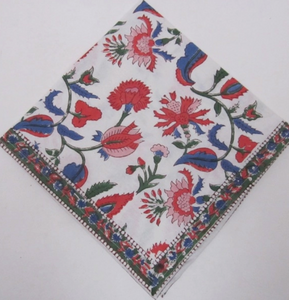 Napkins Chamoli Flower Orange/Blue, Set of 6 - PARK STORY