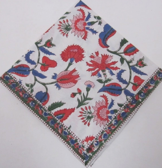Napkins Chamoli Flower Orange/Blue, Set of 6 - PARK STORY