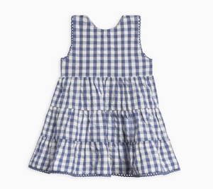 Organic Zoey Seersucker Tiered Dress - Marino Gingham - PARK STORY