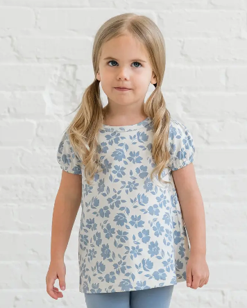 Organic Baby & Kids Cora Tulip Back Tee - Gia Floral / Rain - PARK STORY