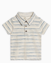 Load image into Gallery viewer, Organic Ben Short Sleeve Polo - Wave Stripe / Rain - PARK STORY
