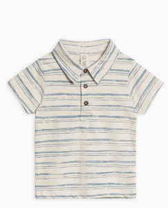 Organic Ben Short Sleeve Polo - Wave Stripe / Rain - PARK STORY