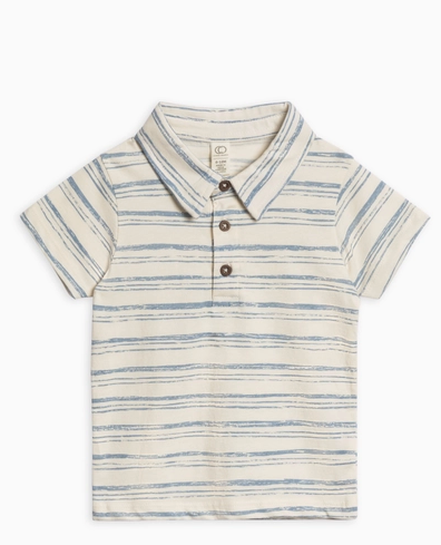 Organic Ben Short Sleeve Polo - Wave Stripe / Rain - PARK STORY