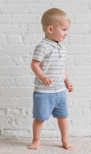 Load image into Gallery viewer, Organic Ben Short Sleeve Polo - Wave Stripe / Rain - PARK STORY
