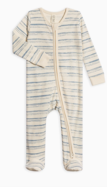 Peyton Zipper Sleeper - Wave Stripe / Rain - PARK STORY