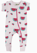 Load image into Gallery viewer, Short Sleeve Zip Romper - Watermelon - PARK STORY
