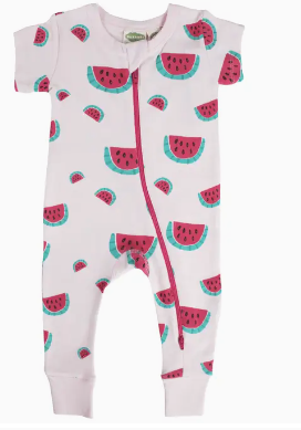 Short Sleeve Zip Romper - Watermelon - PARK STORY