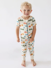 Load image into Gallery viewer, Short Sleeve Zip Romper - Mountains - PARK STORY
