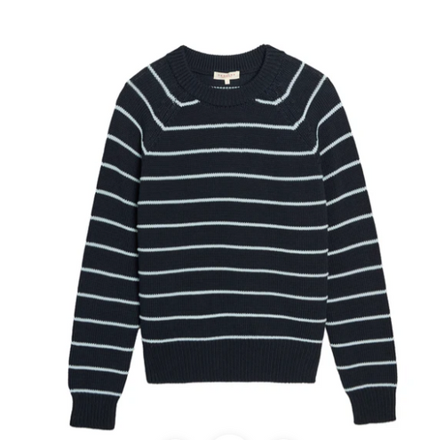 Lilica Cotton Sweater in Navy/Ice Blue - PARK STORY
