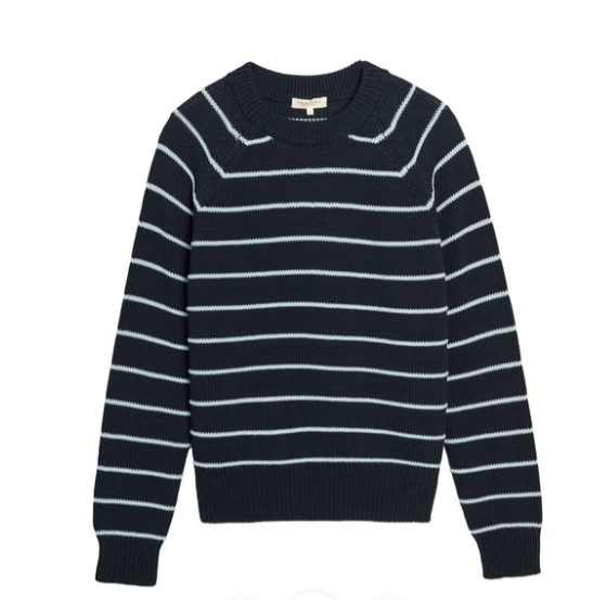 Lilica Cotton Sweater in Navy/Ice Blue - PARK STORY