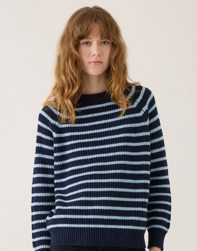 Phoebe Sweater in Navy/Ice Blue - PARK STORY