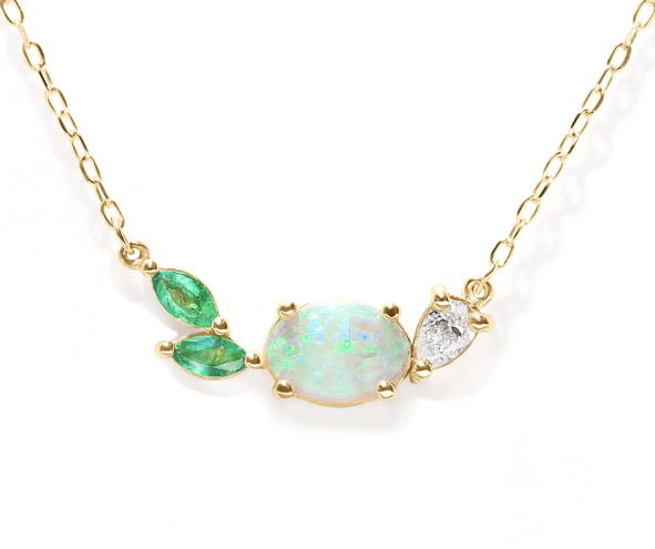 Opal Emerald Cluster Necklace - PARK STORY