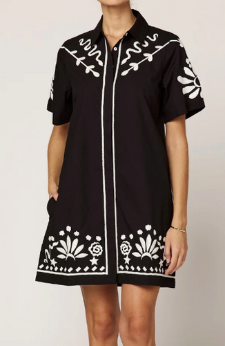 Riya Mini Dress in Black/Ivory - PARK STORY