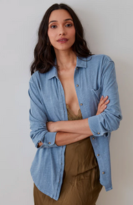 Washed Avery Shirt in Infinity Blue - PARK STORY